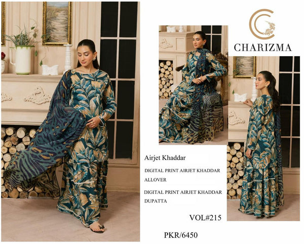 🌸 Charizma® Airjet Khaddar Digital Print – 3Pc Collection (Allover Volume)